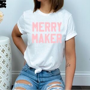 Merry Maker White and Pink T-Shirt